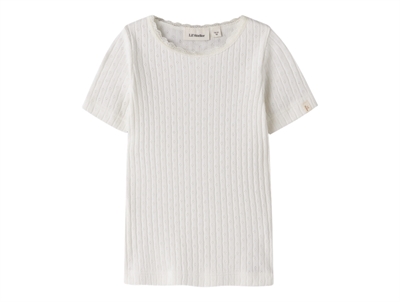 Lil' Atelier t shirt i rahvid nuance med rib og blondekant