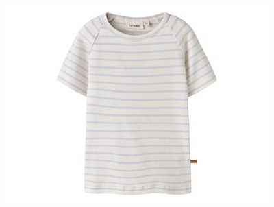 Lil Atelier t-shirt i råhvid nuance med lyseblå striber forfra