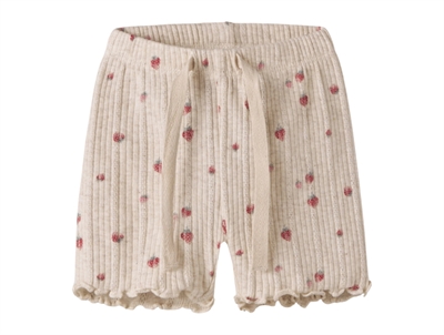 Name It shorts i beige nuance med jordbærprint