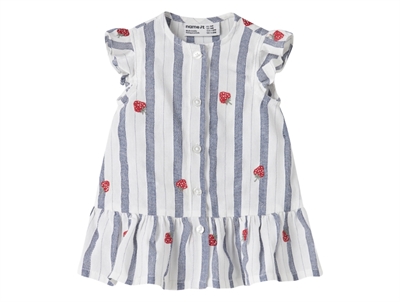 Name It kjole i råhvid nuance med blå striber og jordbær