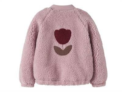 Name It teddyjakke violet ice med blomsterbroderi