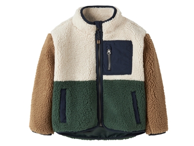 Name It teddyjakke jungle green med kontrastfarver