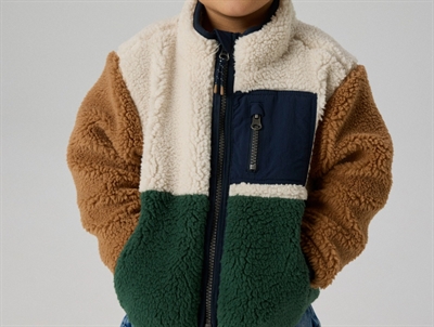 Name It teddyjakke jungle green med kontrastfarver