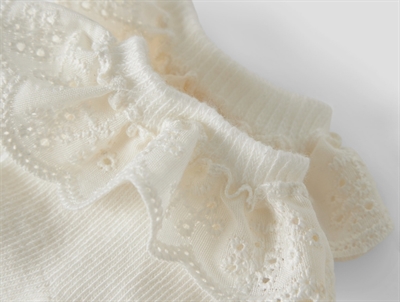 Lil\' Atelier strømper coconut milk med blondekant