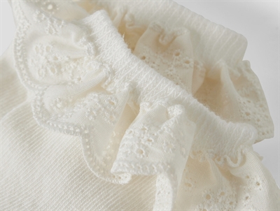 Lil\' Atelier strømper coconut milk med blondekant