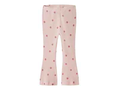 Name It leggings i lyserød nuance med æbleprint forfra