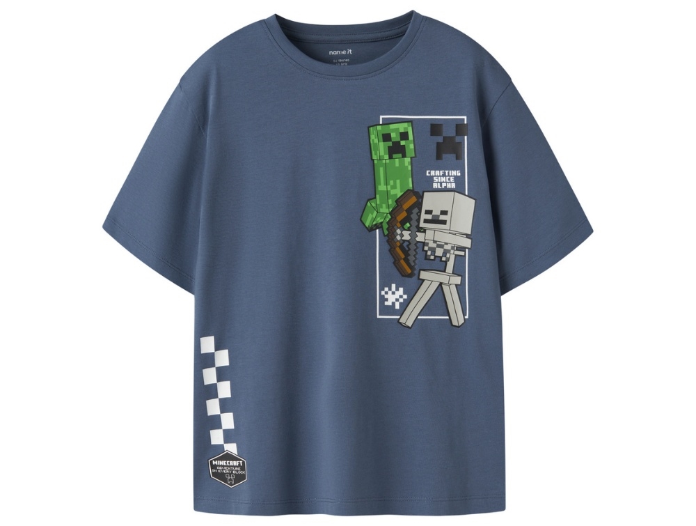 Name It T-shirt Vintage Indigo Med Minecraft Print - Str. 7-8y 122/128cm billede