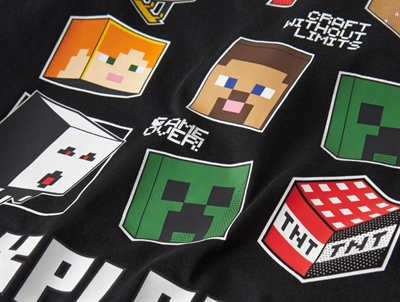Name It t-shirt sort med Minecraft print