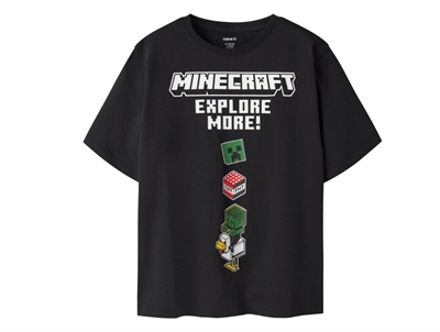 Name It t-shirt sort med Minecraft print