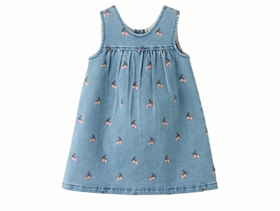 Spencerkjole fra Lil\' Atelier i denim med små broderede kirsebær