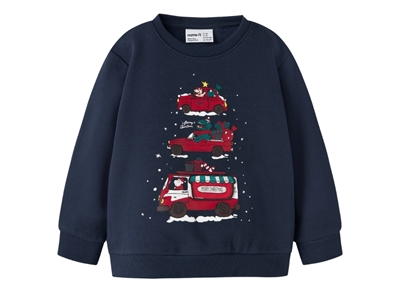 Name It sweatshirt i navy med juleprint og 3D detaljer