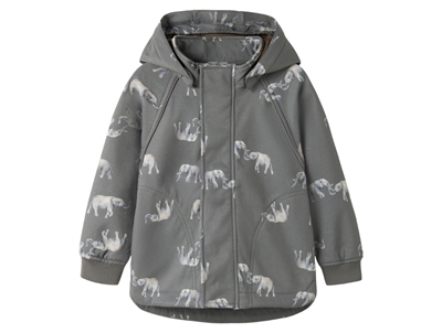 Name It softshelljakke quiet shade elephant med print