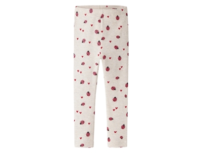 Name It leggings i beige nuance med mariehøneprint forfra