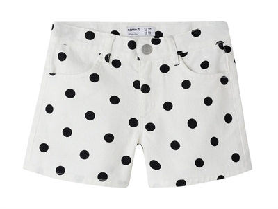 Name It shorts i antique white med sorte prikker forfra