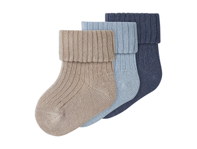 Name It strømper i grå og blå nuancer med ribstruktur
