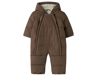 Lil' Atelier babyflyverdragt dark earth med fleecefor