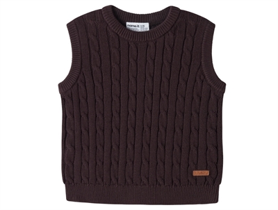Name It strikvest chocolate plum med kabelstrik
