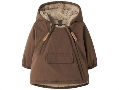 Lil' Atelier vinterjakke dark earth med teddyfor