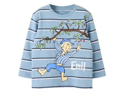 Name It bluse i lyseblå med Emil fra Lønneberg print og striber