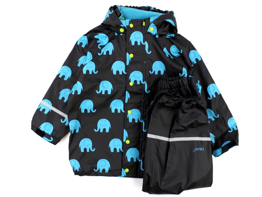 CeLaVi regntøj sort elefanter | CeLaVi børnetøj |