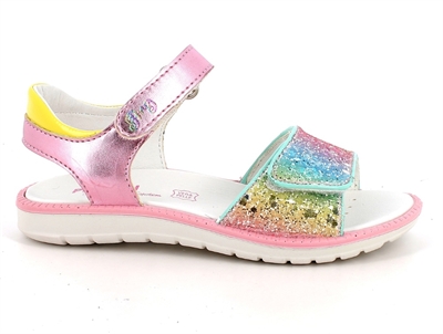 Primigi rosa sandal med regnbue glitter og velcrolukning til børn