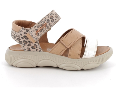 Primigi Alice sandal beige/taupe med leopard og metallic detaljer
