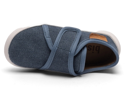 Bisgaard Pav hjemmesko navy canvas med velcro og gummisål