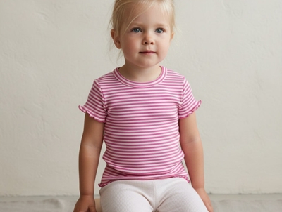 Joha t-shirt pink striber merinould/silke