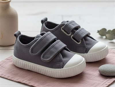 Pom Pom sko canvas grå