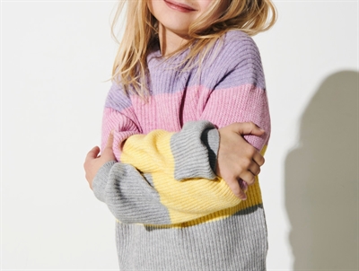 Kids ONLY viola/strawberry moon/pineapple slice/light grey melange stribet pullover striktrøje