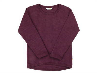 Joha uldbluse i blommefarvet merinould med lange ærmer  