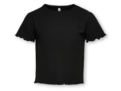 Kids ONLY sort top med korte ærmer og flæsedetaljer forfra