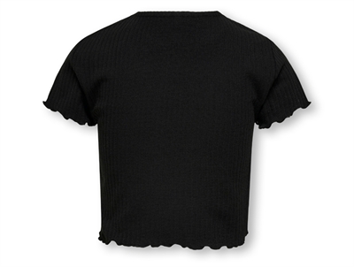 Kids ONLY sort top med korte ærmer og flæsedetaljer bagfra