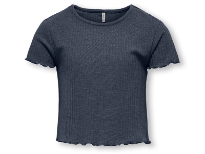 Kids ONLY t-shirt i ombre blue med flæsedetaljer forfra