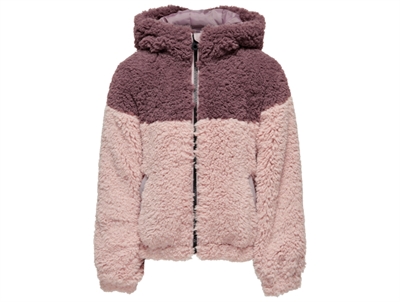 Kids ONLY rose brown/rose smoke teddy hooded overgangsjakke