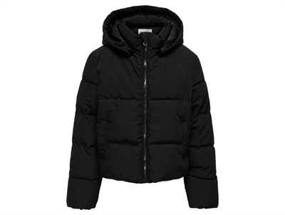 Kort sort puffer jakke fra Kids Only med hætte