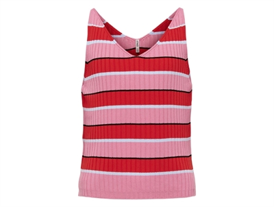 Kids ONLY candy pink/treu red/black stribet top