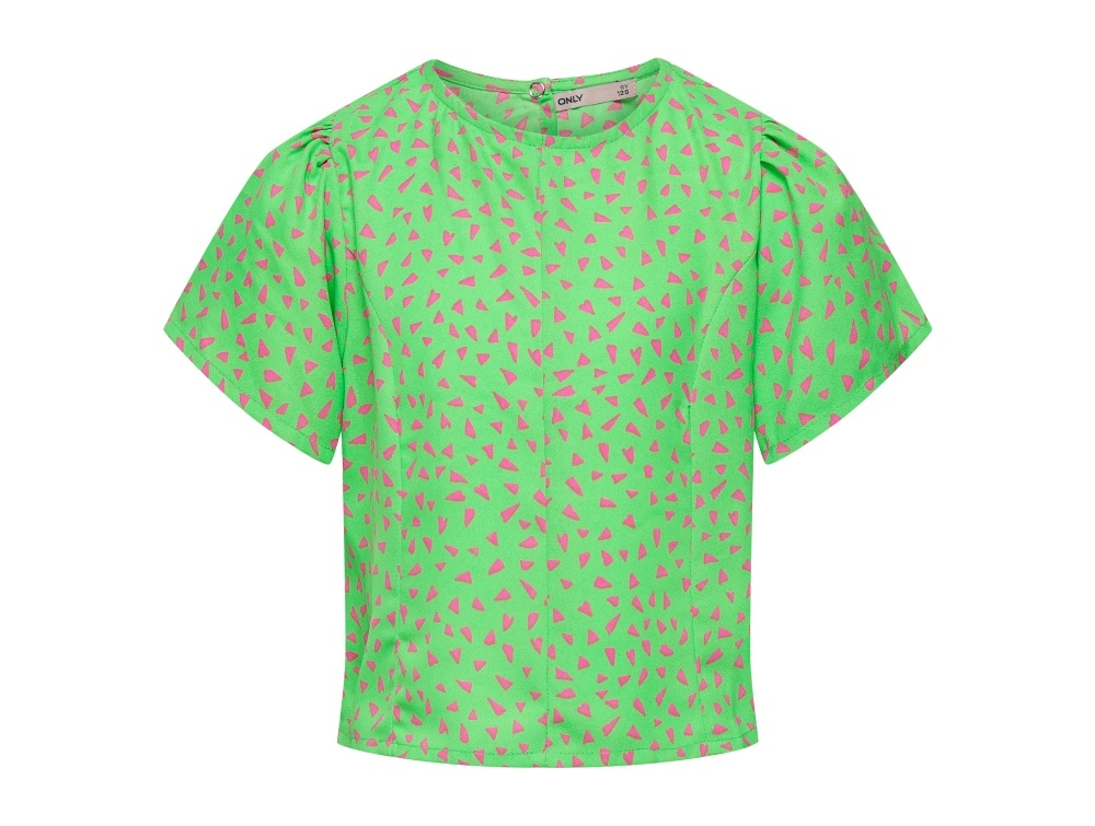 Kids Only Summer Green/w. Sugar Plum Geo Hearts Printet Top - Str. 9y 134cm