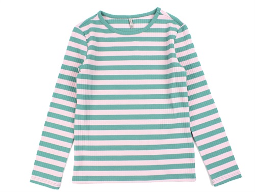 Kids Only Lagoon/pink Lady Stribet Top - Str.    7-8y 122/128cm