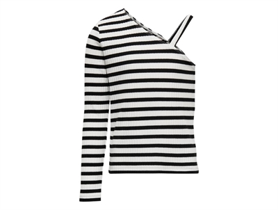 Kids ONLY cloud dancer/black stribet one shoulder top