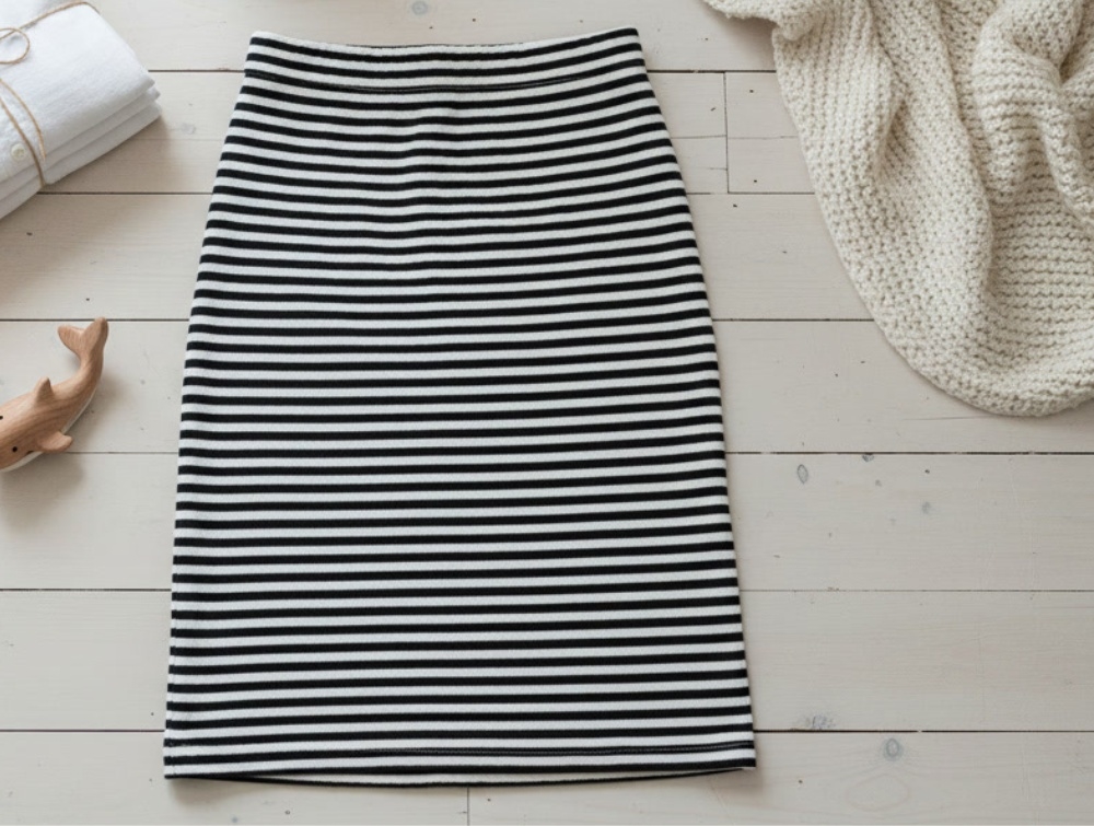 Kids Only Black/cloud Dancer Stribet Nederdel - Str. 10y 140cm