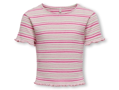 Kids ONLY strawberry pink/cloud dancer stribet boxy top