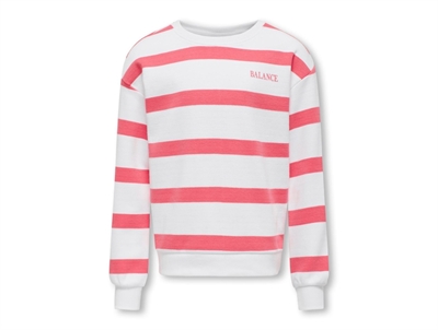 Kids ONLY bright white/coral paradise stribet sweatshirt