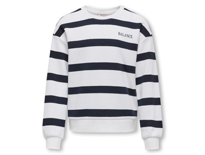 Kids ONLY bright white/night sky stribet sweatshirt