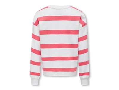 Kids ONLY bright white/coral paradise stribet sweatshirt