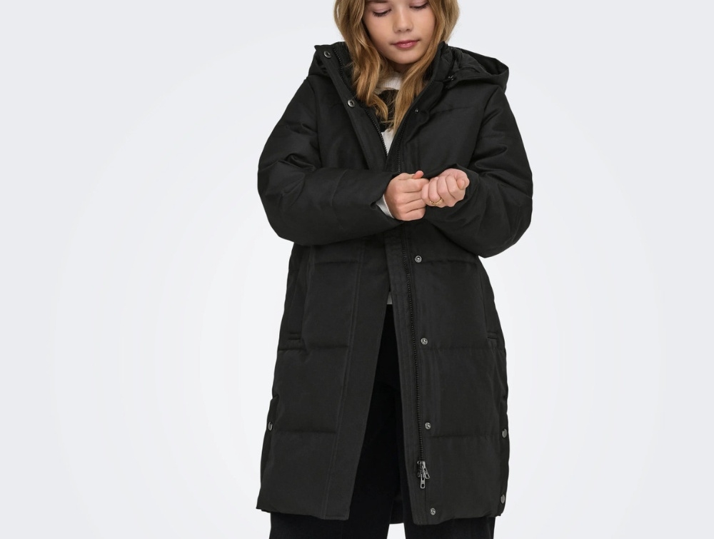 Kids Only Puffer Vinterfrakke Sort Med Hætte - Str. 6y 116cm