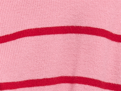 Kids ONLY striktrøje i sea pink med smalle røde striber detalje