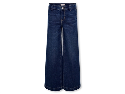 Kids ONLY flared jeans i dark blue denim forfra