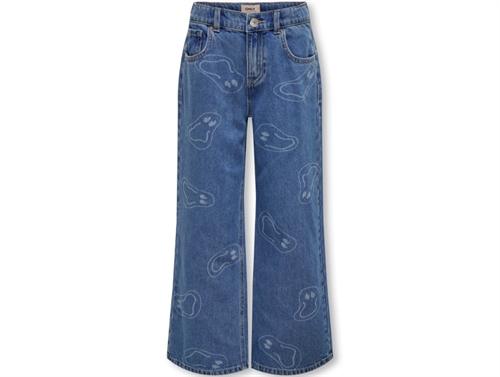 Kids Only Medium Blue Denim Smile Wide Jeans - Str. 8y 128cm