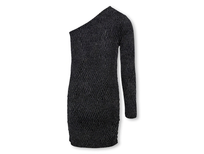 KIDS ONLY kjole black lurex silver med én skulder til piger bagfra